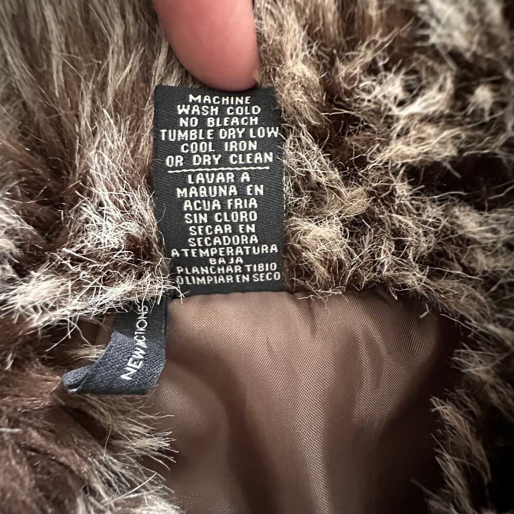 New Directions Brown Puffer Vest W/ Faux Fur Collar And Ruffle Detail Womens XL - Picture 9 of 12